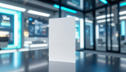 Fototapeta premium Blank product package on reflective surface in modern environment 