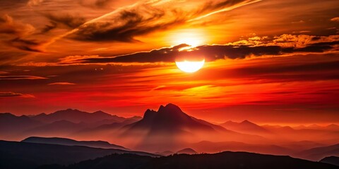 Silhouetted Eclipse Over Crimson Landscape - Dramatic Sunset Photography