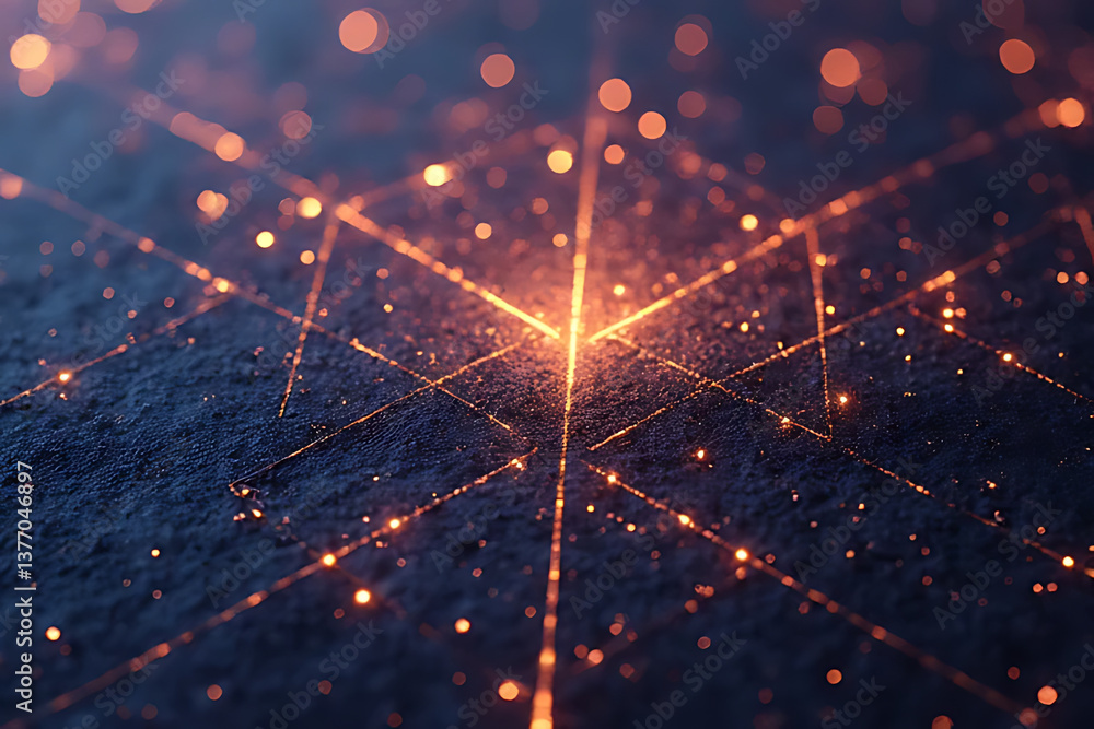 Poster dynamic light patterns abstract space digital art cosmic environment close-up view visualization