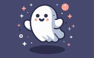 Fototapeta premium Spooky Ghost Icon – Playful and Eerie Vector Illustration