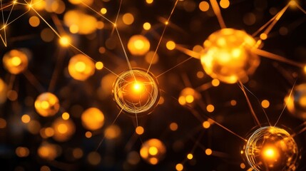 Abstract network of glowing spheres