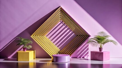 Abstract Geometric Background with Purple and Yellow Accents