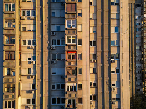 Brutalist Concrete Housing Facade