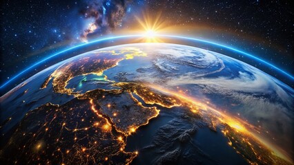 Stunning Night Earth From Space:  A Celestial View of Our Planet