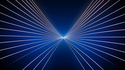 Obraz premium The image contains a dark blue background with numerous bright white lines converging at a central vanishing point creating a perspective effect similar to a tunnel or pathway.Abstract blue and white