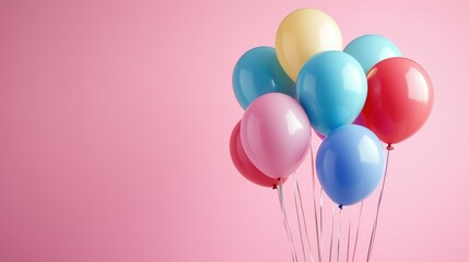 Colorful Balloons on Pastel Background for Party and Event Design 