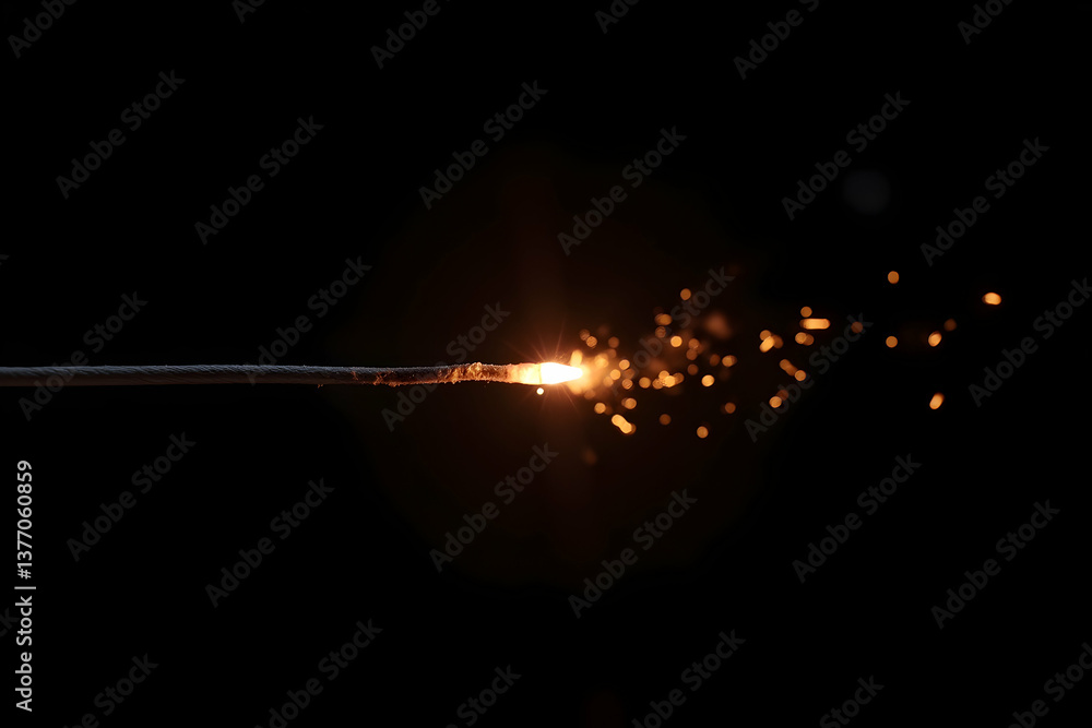 Poster a moment of illumination, capturing the fragile beauty of a burning fuse against a vast expanse, whe