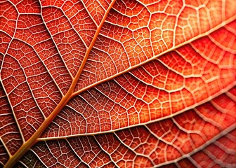 Obraz premium Vibrant Coral Leaf: Detailed Vein Texture for Nature & Abstract Designs