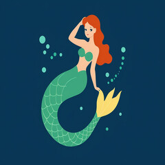Obraz premium Charming Mermaid Illustration Ocean Sea Girl Art Design