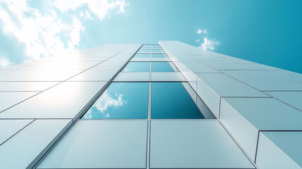 Obraz premium Modern Building Facade with Sky Reflection