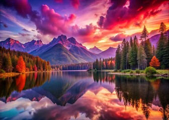 Naklejka premium Vibrant Landscape Reflecting the Visible Light Spectrum: A Stunning Nature Photography