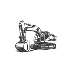 Excavator Illustration - Construction Equipment in Action