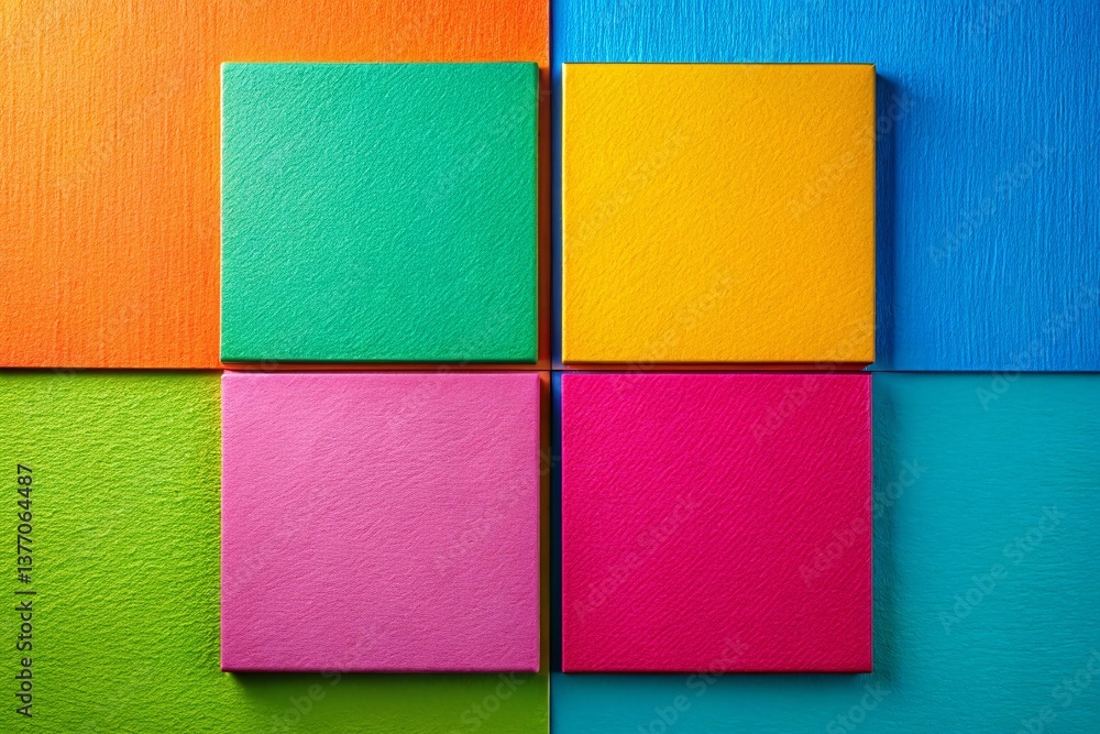 Poster vibrant square color blocks composition - abstract geometric background