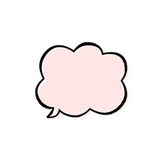 手描き風の線とピンクの版をずらした吹き出し