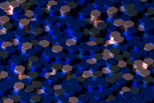 Colorful hexagon Abstract 3D Composition with Gradient Patterns