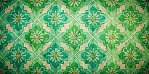 Fototapeta premium Vintage Green Design Pattern: Eco-Friendly Geometric Textile Background