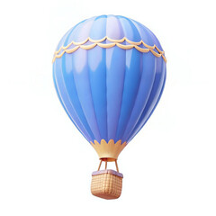 Naklejka premium A 3D realistic hot air balloon with vibrant colors, floating in the sky.