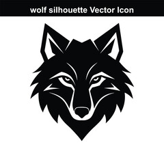 Simple vector illustration of a wolf and a dog in black and white silhouette.