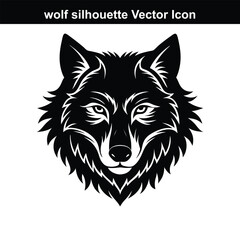 Fototapeta premium Simple vector illustration of a wolf and a dog in black and white silhouette.