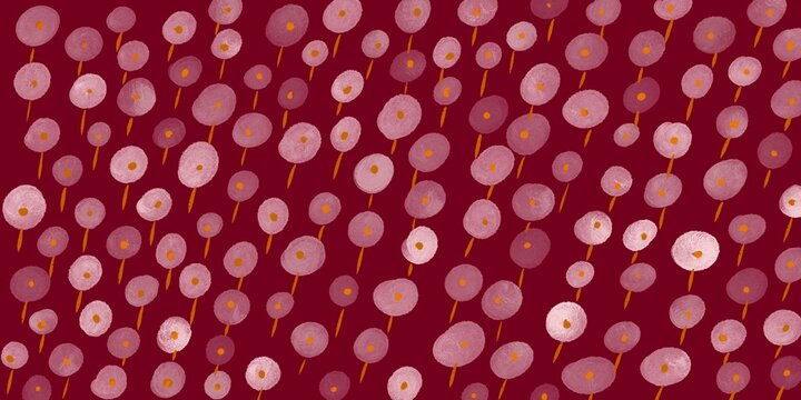 Floral background with cute tender white flowers on red backgroind