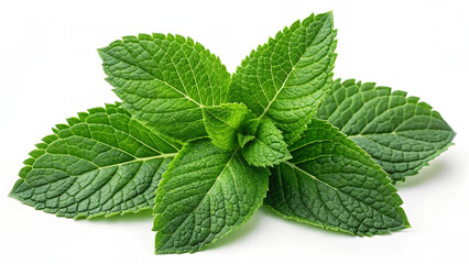 Vibrant Fresh Mint Leaves with Serrated Edges and Veins