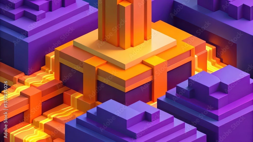 Poster abstract voxel structure background