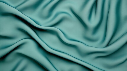 Obraz premium Silk Cloth Background, teal satin with natural folds and luminous reflections
