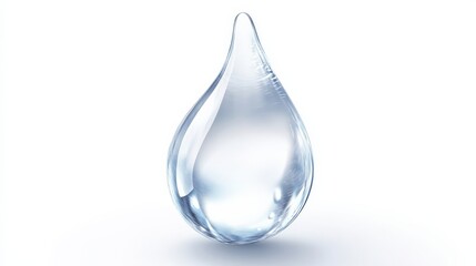 Clear Water Droplet on White Background