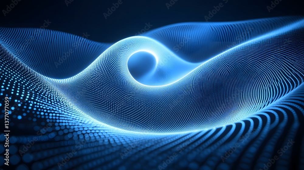 Poster serene wave illuminated by radiant blue light creating a calming and abstract visual oasis of tranqu