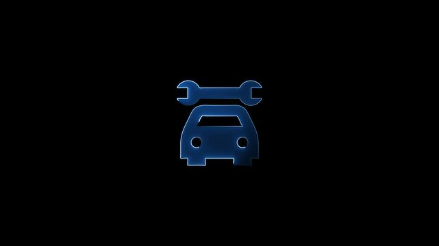Glowing neon line Off road car icon isolated on black background. Eco logo of electric car with lightning mark, technology icon.