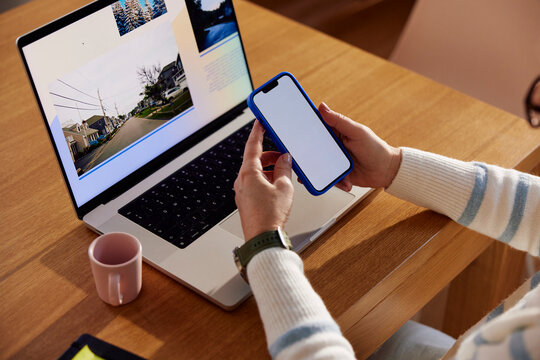 Anonymous woman using digital devices