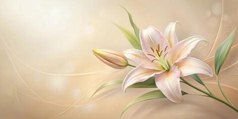 Elegant Pale Lily Blossom with Delicate Curves and Soft Background