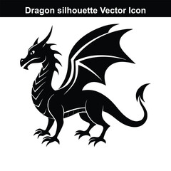 Black and white dragon vector illustration with a mythical and artistic design.