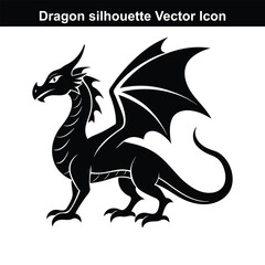 Black and white dragon vector illustration with a mythical and artistic design.