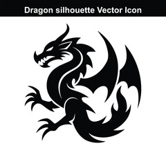 Black and white dragon vector illustration with a mythical and artistic design.