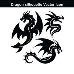 Black and white dragon vector illustration with a mythical and artistic design.