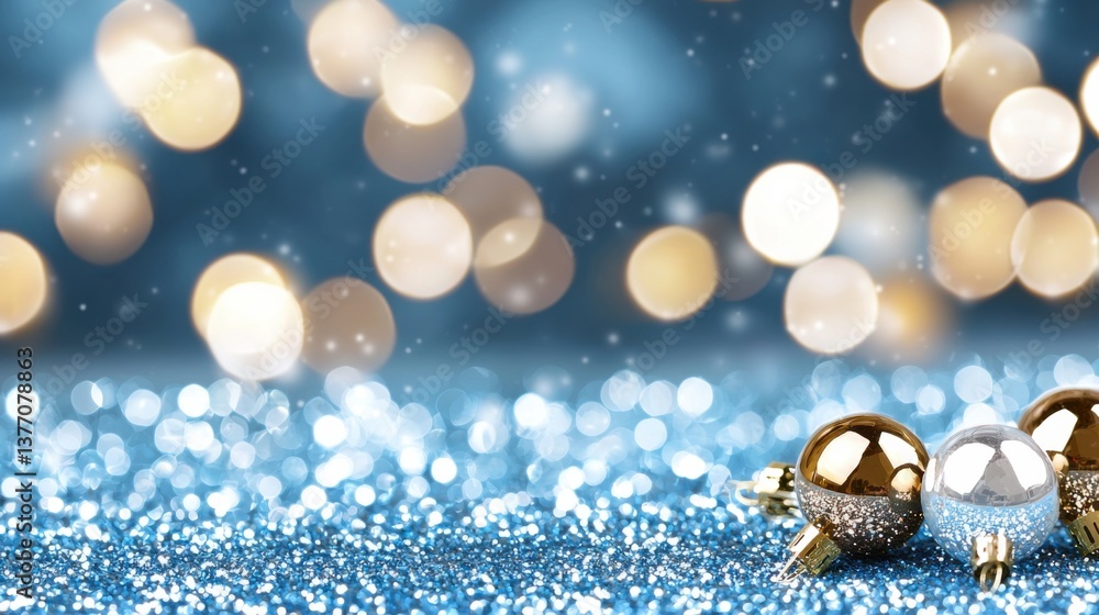 Poster ethereal and serene blue glitter backdrop with a soft, hazy bokeh effect creating a dreamy, captivat