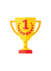 Trophy cup, award, vector icon in flat style stock illustration