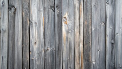 Fototapeta premium Aged weathered grey wooden planks. Close-up view of vertical wood panels