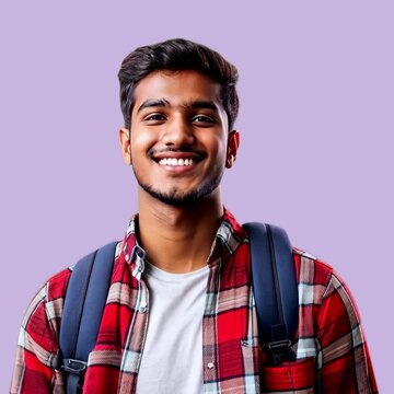 Indian male student animation isolated asset, transparent 4K video, alpha channel, ProRes 4444