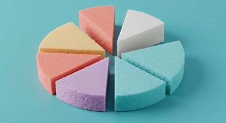 Fototapeta premium Rainbow Sponge Pie Chart with Playful Movement on Teal