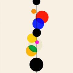 A vertical arrangement of colorful circles on a light background, creating a modern and abstract visual effect.