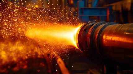 Industrial metal flame cutting sparks factory