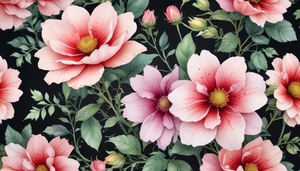 Obraz premium Individual watercolor flower blooms with intricate details , vector, detail, illustration