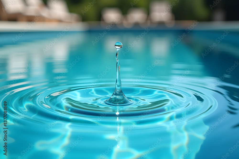 Poster captivating close-up of water ripples with a droplet suspended in time displaying detailed texture a