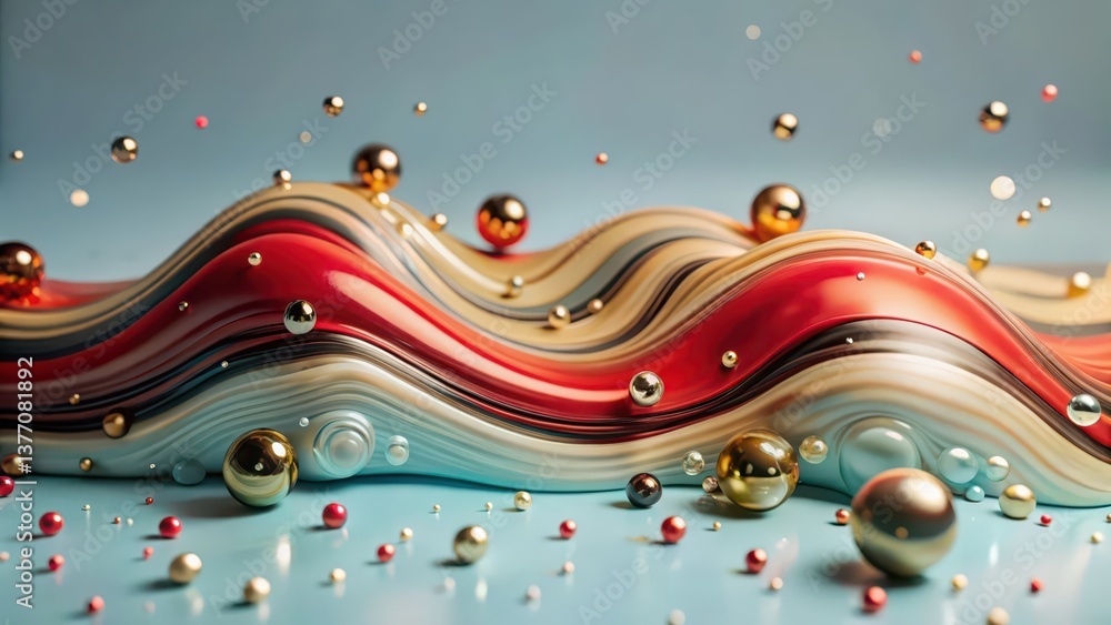 Canvas Prints abstract wavy background with metallic spheres