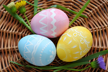 easter eggs in basket