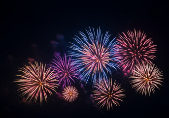 Spectacular Night Sky Celebration: Colorful Fireworks Display