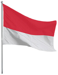 Indonesia, Republic of Indonesia, flag, symbol, isolated, country, wind, nation, waving, pin, banner, 3d, national, world, pole, national flag, white, sign, republic, emblem, travel, red