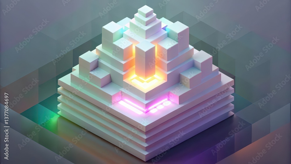 Poster abstract geometric structure with glowing core